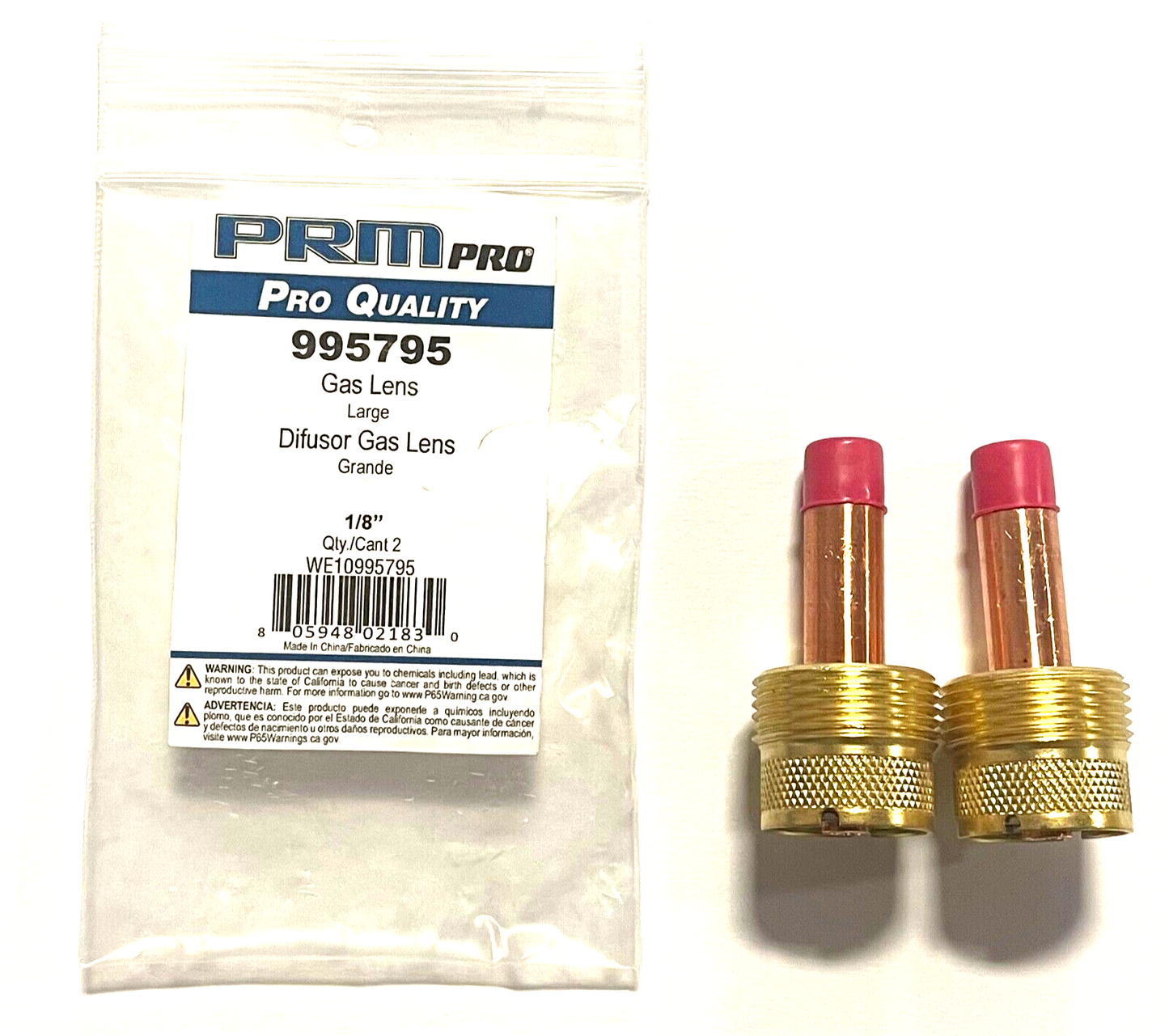 PRM PRO 1/8" Gas Lens Standard For Use With 17, 18, 26 Series TIG (C) 2 Pack