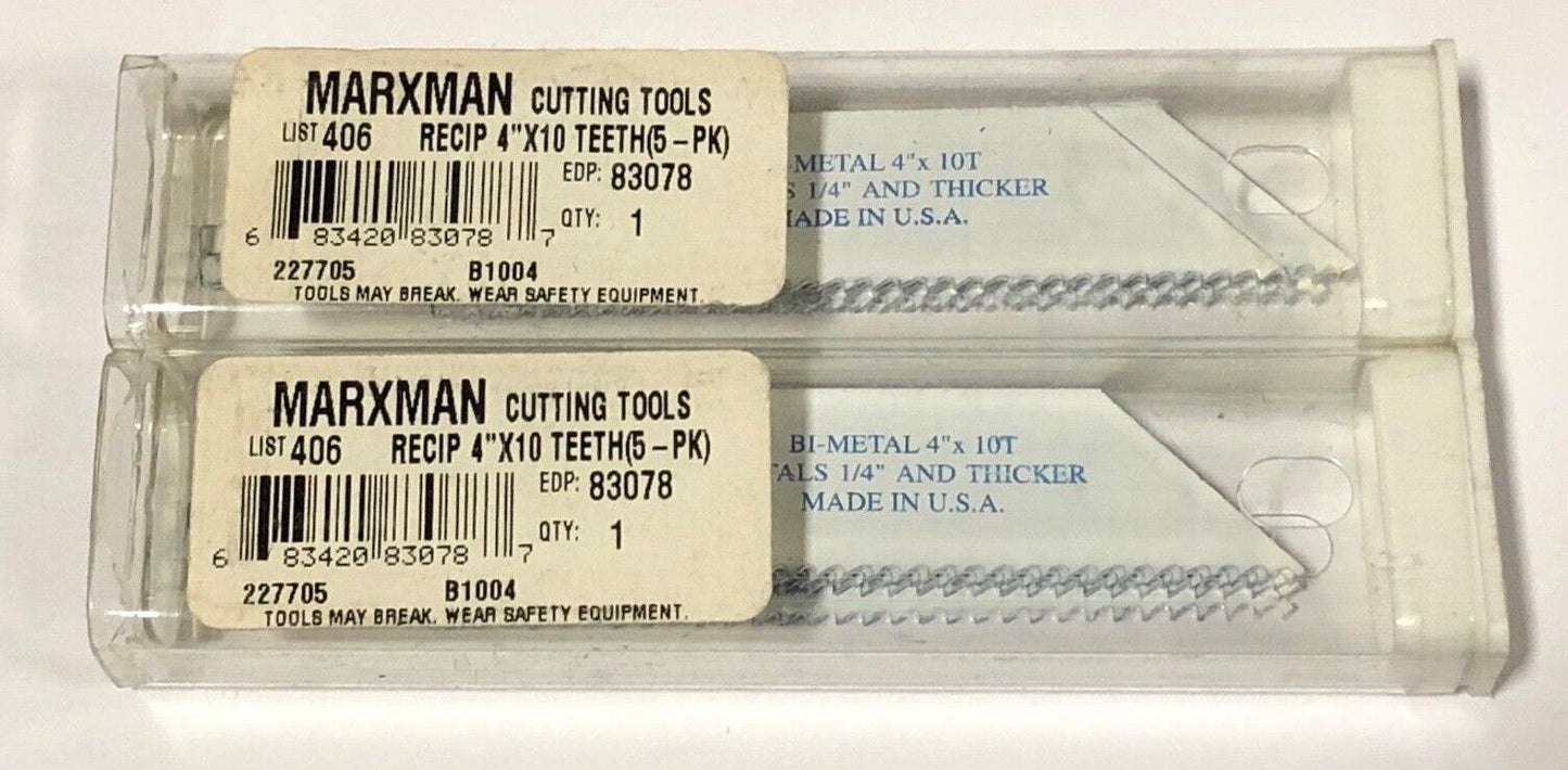 Marxman 4" Reciprocating Saw Blades Bi-Metal 10TPI 10 Pack USA Made