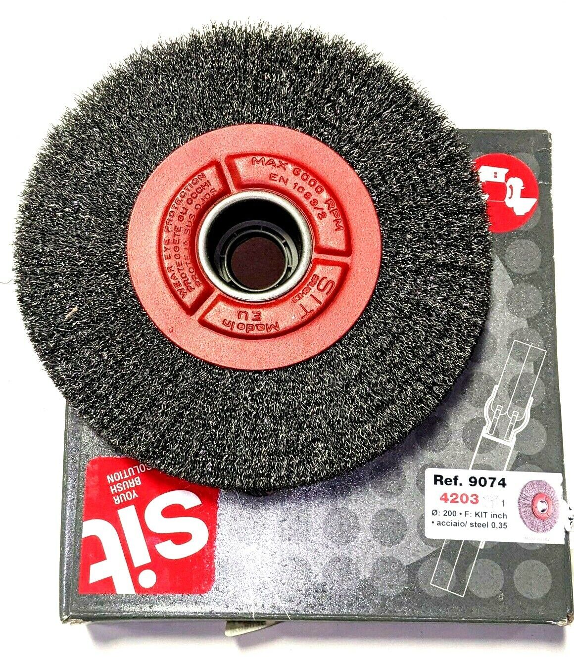 SIT 8" Crimped Wire Wheel .014 Carbon Steel 1-1/2" Arbor Hole 9074