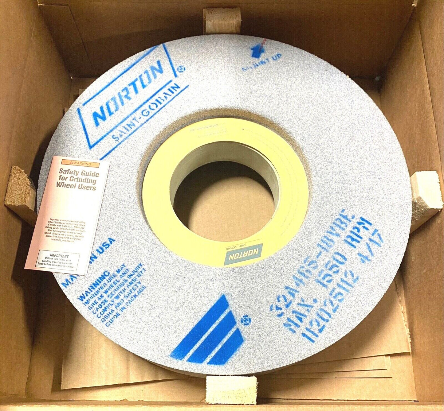 Norton Surface Grinding Wheel 16" x 4" x 5" Recess Both Sides USA Made