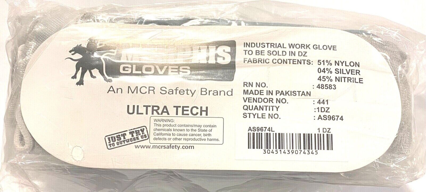Memphis Gloves ULTRA Tech Anti Static 15G Coated Work Gloves Size Large 1DZ