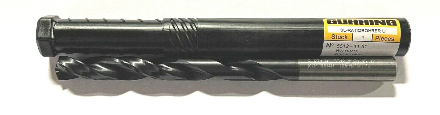 Guhring 15/32" Solid Carbide Drill 7xD nano-FIREX 140° HP Coolant Thru 2 Flute