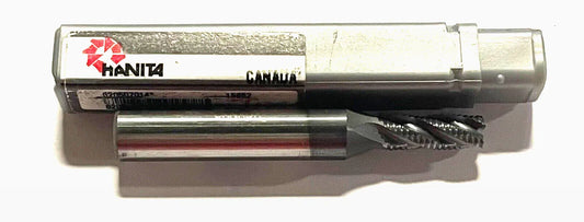 Hanita 1/4" Cobalt M42 Roughing End Mill TiCN Coated 4 Flute No Center Cutting