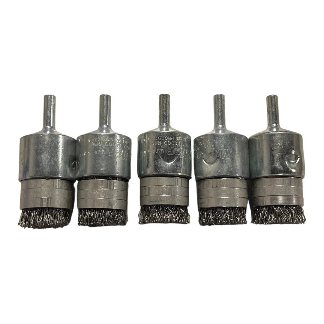 Weiler 1" Banded Crimped Wire End Brush .0104 Steel Wire 5 Pack USA Made