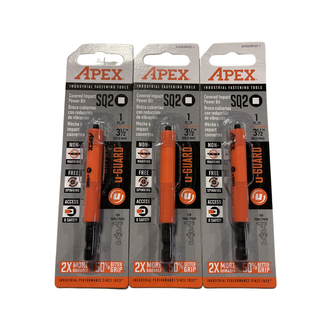 Apex SQ2 Covered 3-1/2†Impact Power Bit 3 Pack AUGB3BSQ2-1