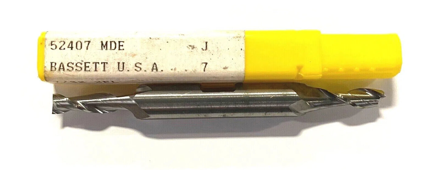 Bassett Carbide Double End Mill 7/32" x 3/8" x 9/16" x 3-1/2" 2 Flute USA Made