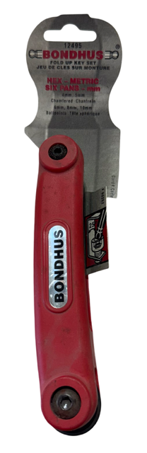 Bondhus 5 Piece Metric Fold Up Hex Key Set 4mm to 10mm USA Made