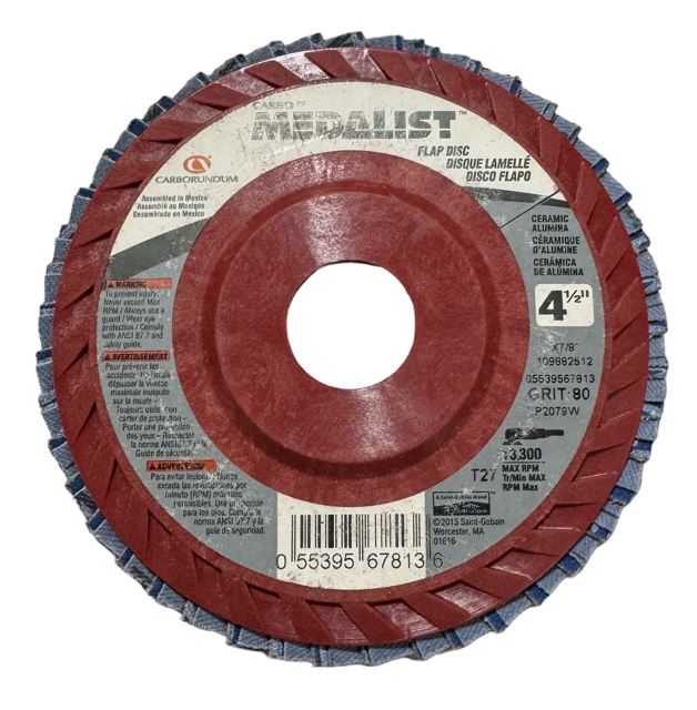 CARBO MEDALIST 4-1/2" x 7/8" Flap Disc T27 80 Grit Ceramic Alumina 10 Pack