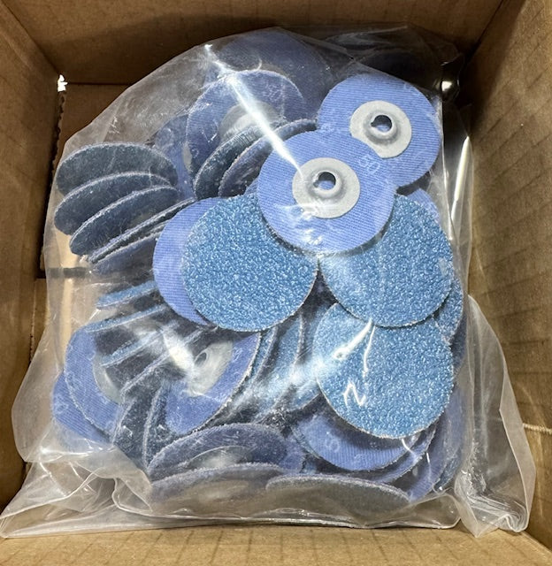 CGW 1-1/2" Turn-On Sanding Discs 50 Grit Zirconia Quick-Change Discs 100 Pack
