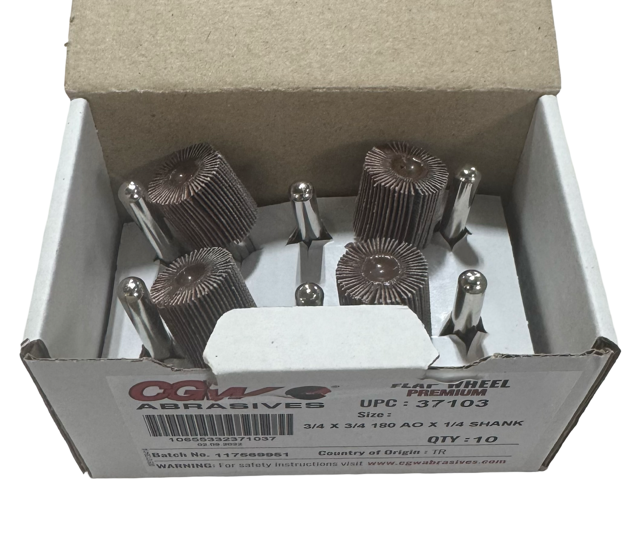 CGW 3/4" x 3/4" x 1/4" Flap Wheel 180 Grit Aluminum Oxide 10 Pack