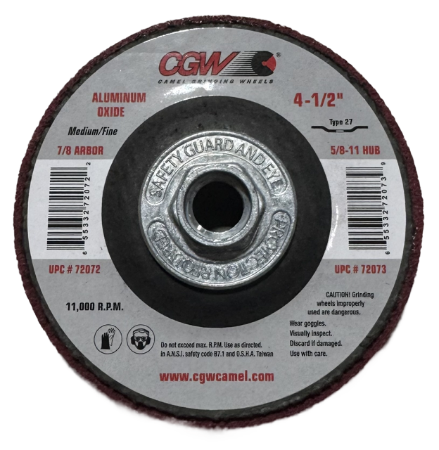 CGW 4-1/2" x 5/8-11 Unitized Deburring Wheel Medium/Fine Aluminum Oxide 10 Pack