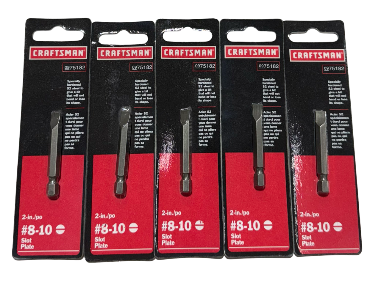 Craftsman #8-10 Slotted Insert Screwdriver Bits 1/4" Quick Change Hex Shank 5 Pack