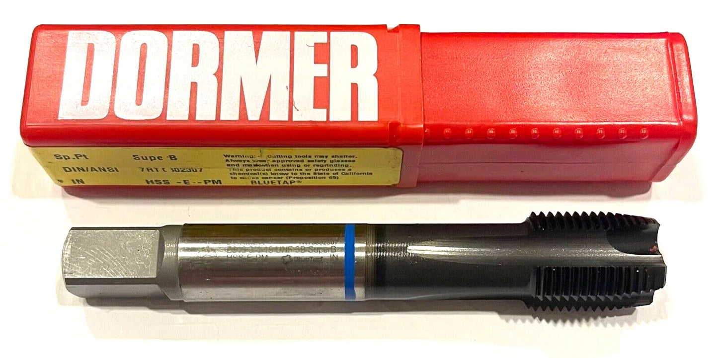 Dormer 3/4-16 Machine Tap HSS-E-PM Spiral Point Plug Tap Blue Ring 4 Flute