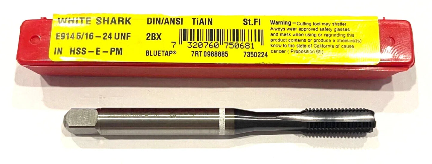 Dormer 5/16-24 HSS-E-PM Machine Tap Semi-Bottoming TiAlN White Ring HP 4FL Tap