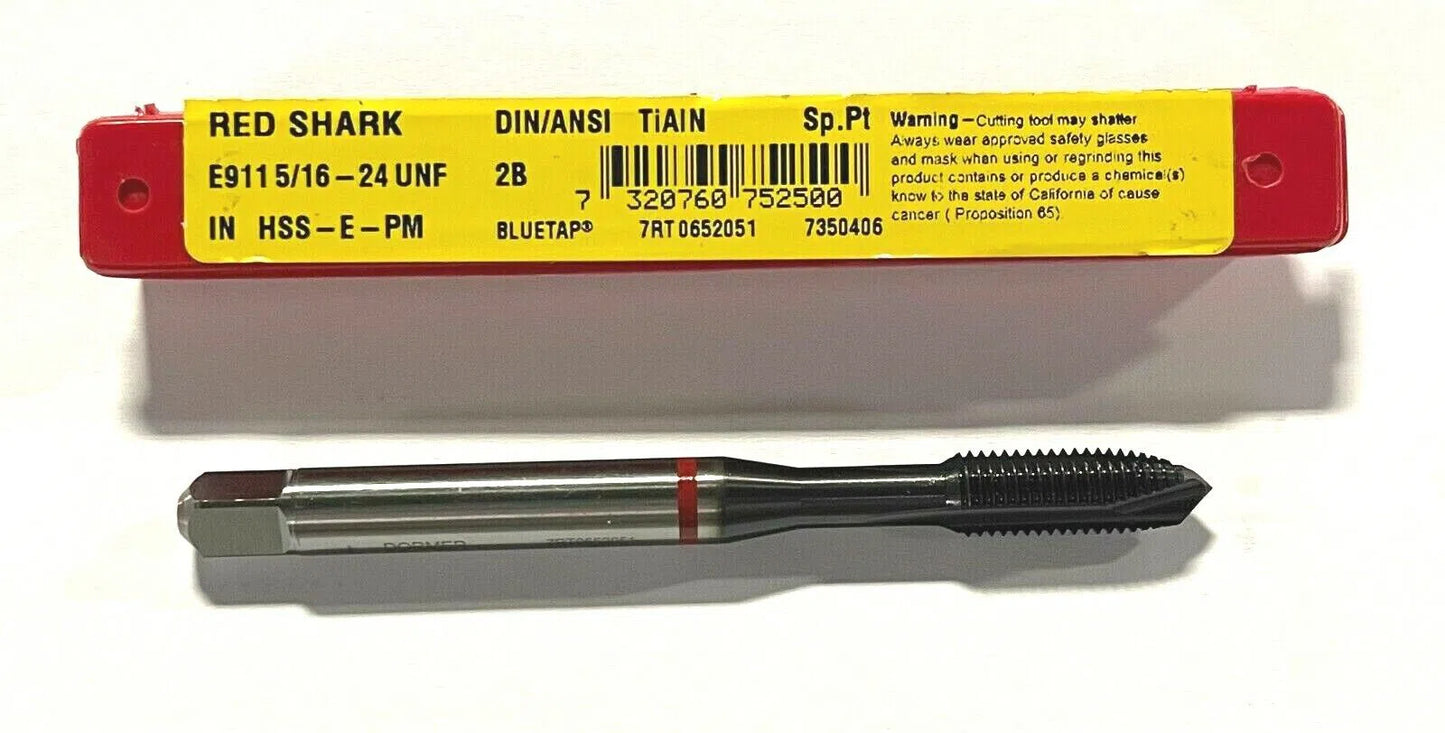 Dormer 5/16-24 Tap HSS-E-PM Spiral Point Plug Tap TiAlN Coating H4 Machine Tap