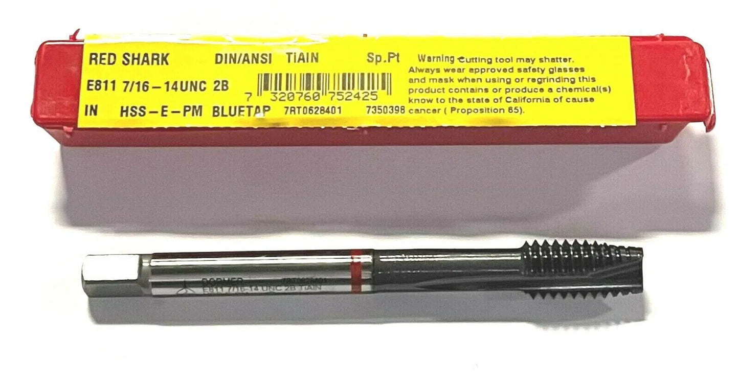 Dormer 7/16-14 Tap HSS-E-PM Spiral Point Plug Tap TiAlN Coating H5 Machine Tap