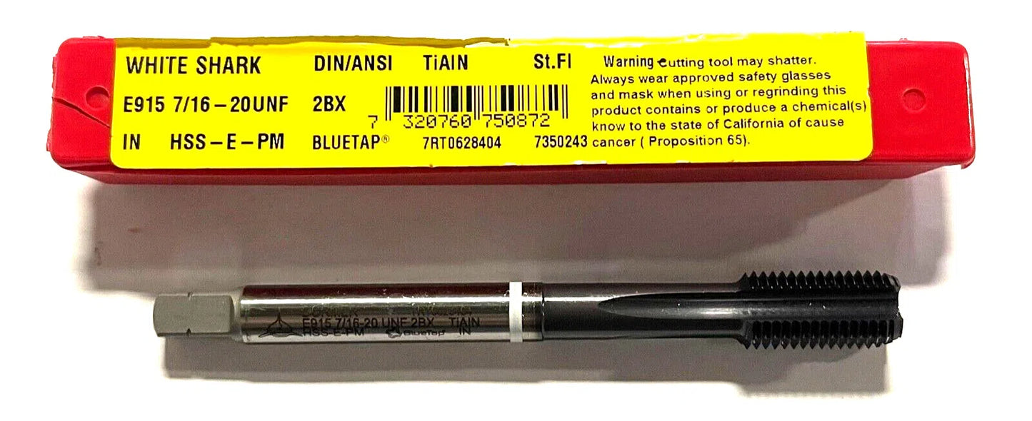 Dormer 7/16-20 HSS-E-PM Machine Tap TiAlN/Top White Ring Semi-Bottoming 4FL Tap