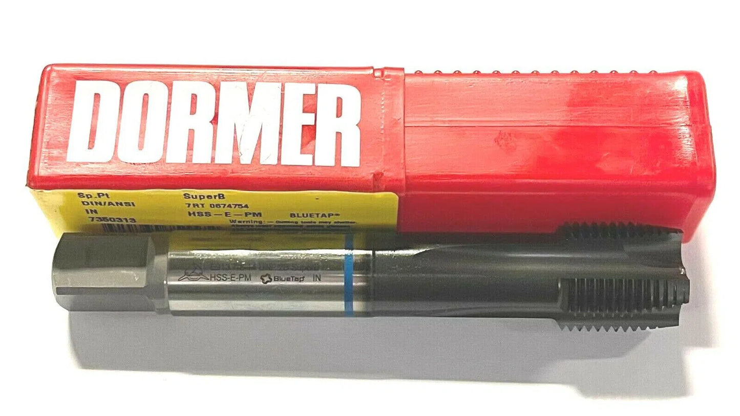Dormer 7/8"-14 Tap HSS-E-PM Spiral Point Plug Tap Super B Coating H6 Blue Shark
