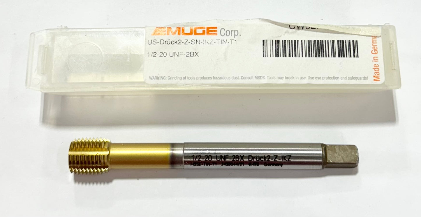 EMUGE 1/2"-20 UNF-2BX Cobalt Thread Forming Tap Tin Coated