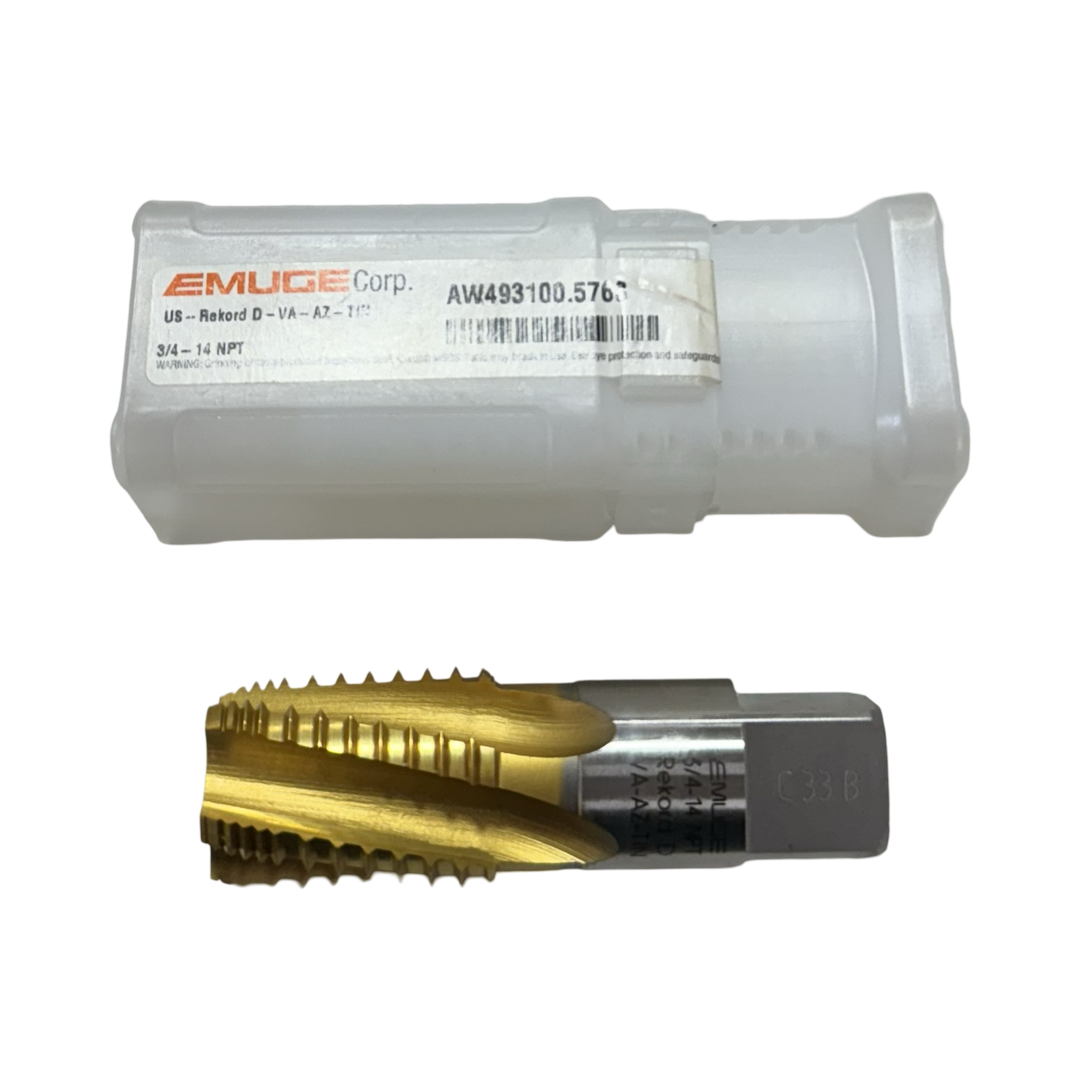 EMUGE 3/4"-14 NPT Cobalt Interrupted Thread Pipe Tap Spiral Flute Tin Modified Bottoming 5FL