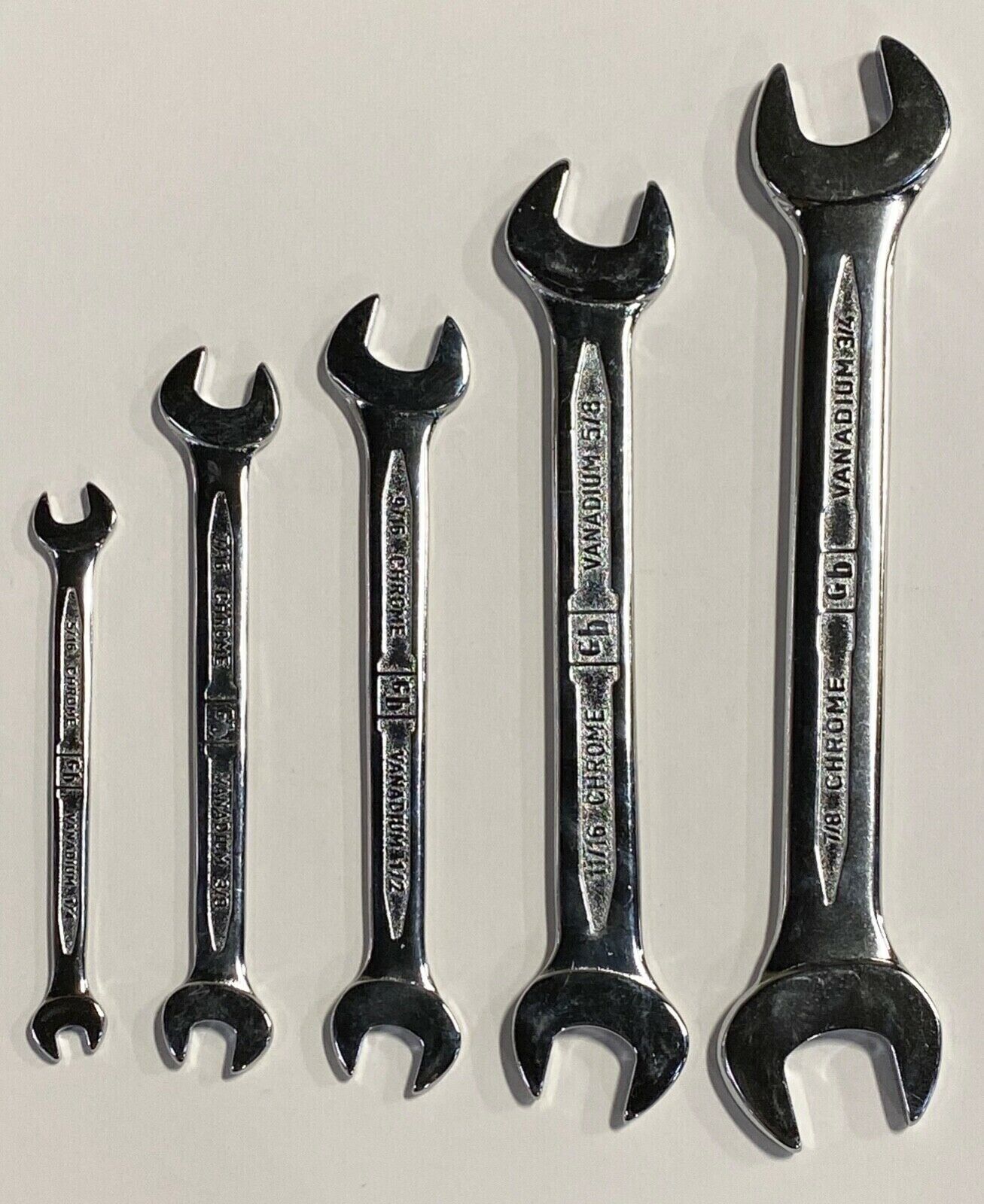 GB Open End Wrench Set 5 Piece 1/4" To 7/8" Narrow Profile