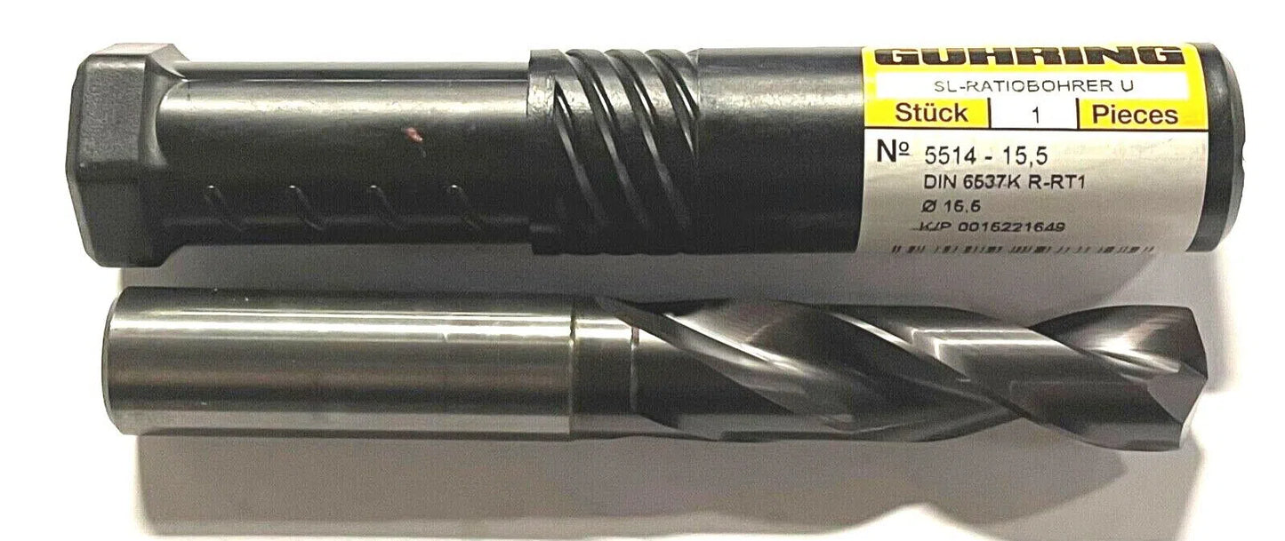 GUHRING 15.5mm Solid Carbide Drill 3xD Nano-FIREX Coating 140° Point