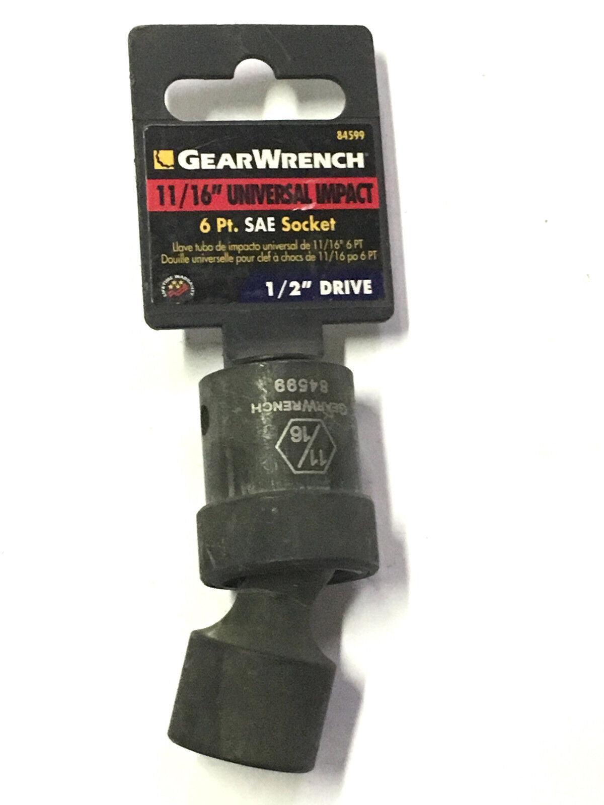 GearWrench 11/16" Universal Impact Socket 1/2" Drive 6 Point 84599