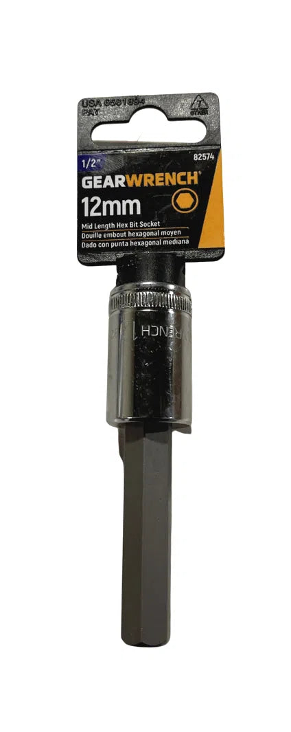 GearWrench 1/2" Drive Mid Length 12mm Hex Bit Socket 82574