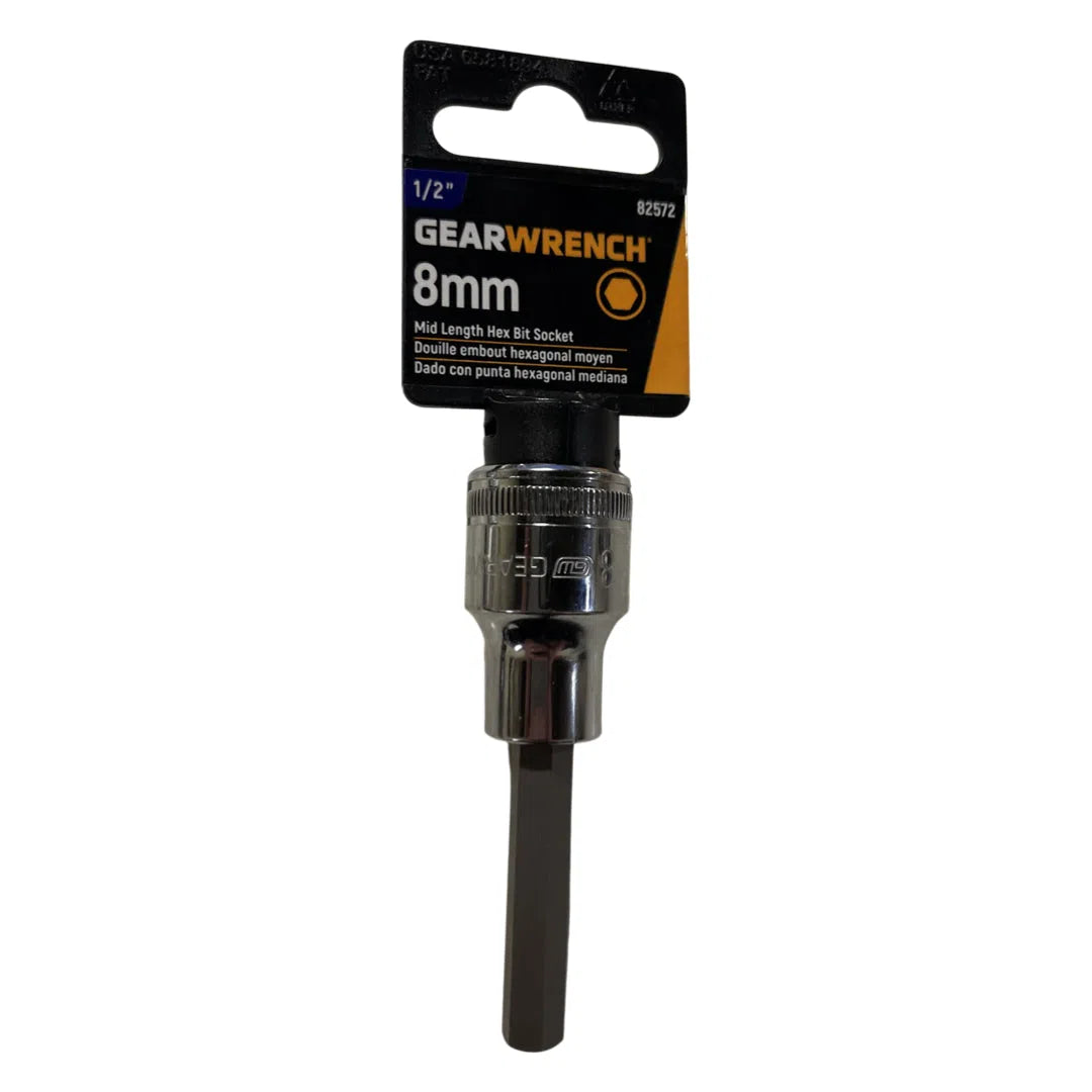 GearWrench 1/2" Drive Mid Length 8mm Hex Bit Socket 82572