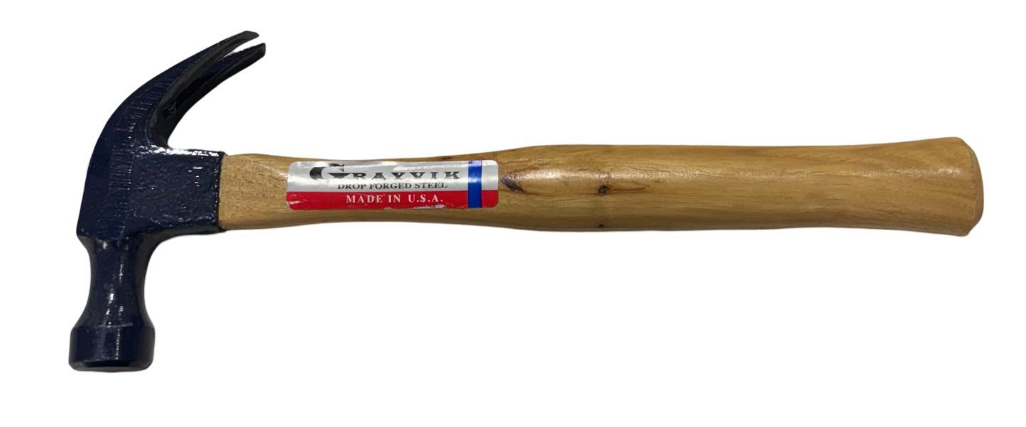 Grayvik 16oz Claw Hammer Smooth Face Wooden Handle USA Made