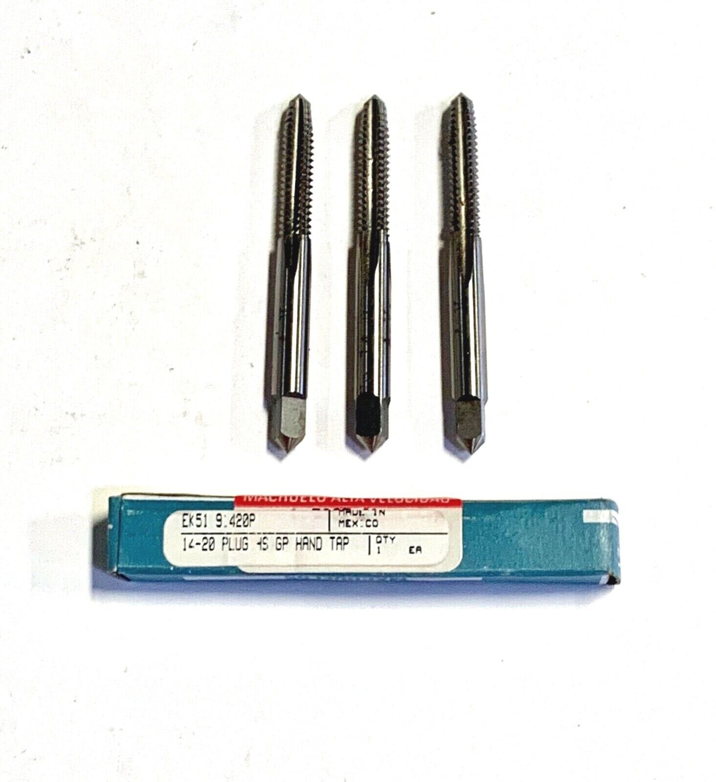 Greenfield 14-20 Hand Tap Plug Taps High Speed Steel 4 Flute 3 Pack