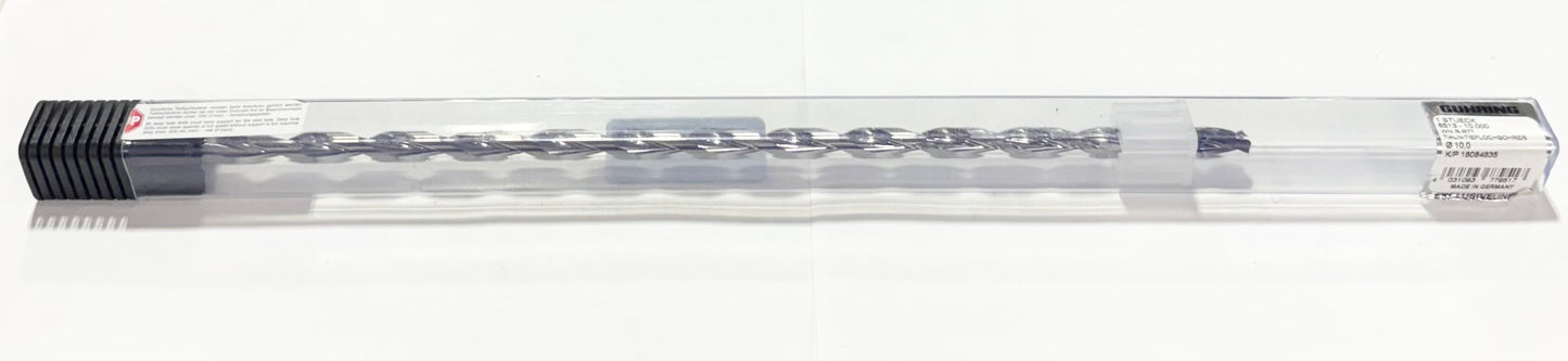 Guhring 10mm Solid Carbide Drill 30xD Coolant Thru, 135 Deg, 2 Flute, nano-FIREX