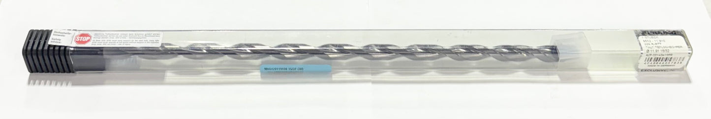 Guhring 15/32" Solid Carbide Drill 25xD Coolant Thru, 135 Deg, 2 Flute, TiAlN Tip