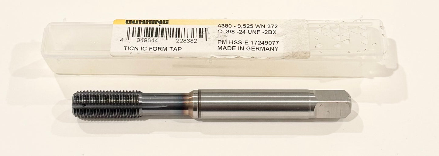 Guhring 3/8"-24 HSS-E-PM Thread Forming Tap TiCN 5 Flute 2BX H7 H8