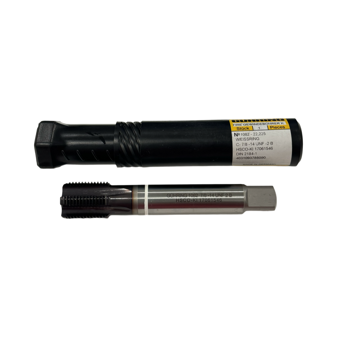 Guhring 7/8"-14 Cobalt Straight Flute Semi-Bottoming Tap 5FL TiAlN White Ring