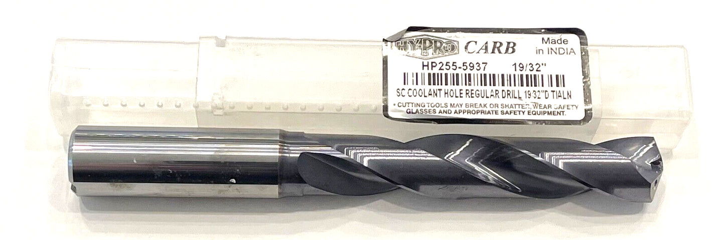 HYPRO 19/32" Sld Carbide Drill 5xD Coolant Hole EgiAs Ct 2 Flute 140°HP255-5937