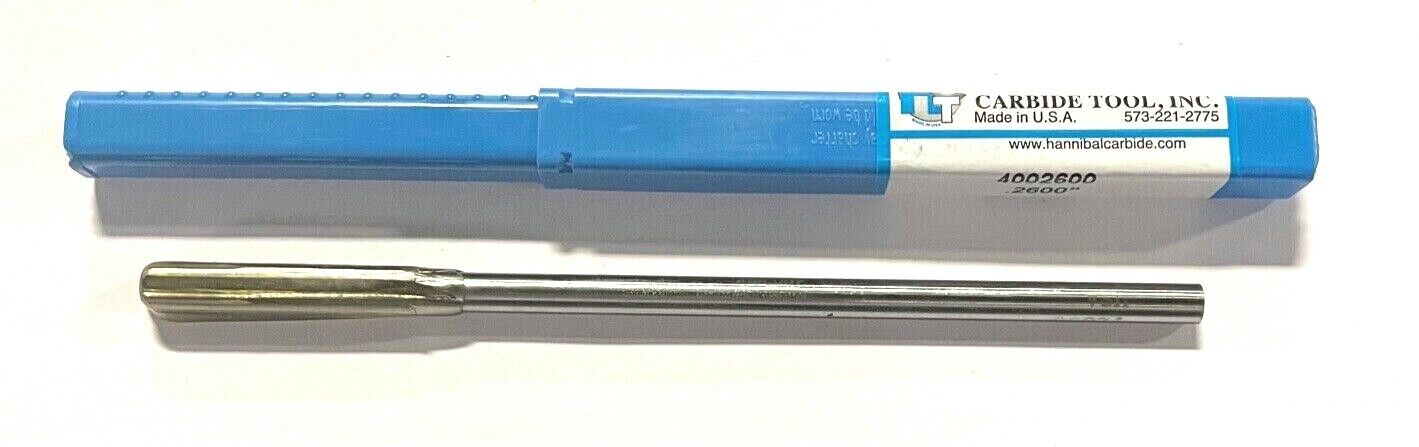 Hannibal .2600" Carbide Tipped Chucking Reamer Straight Shank Straight Flute USA