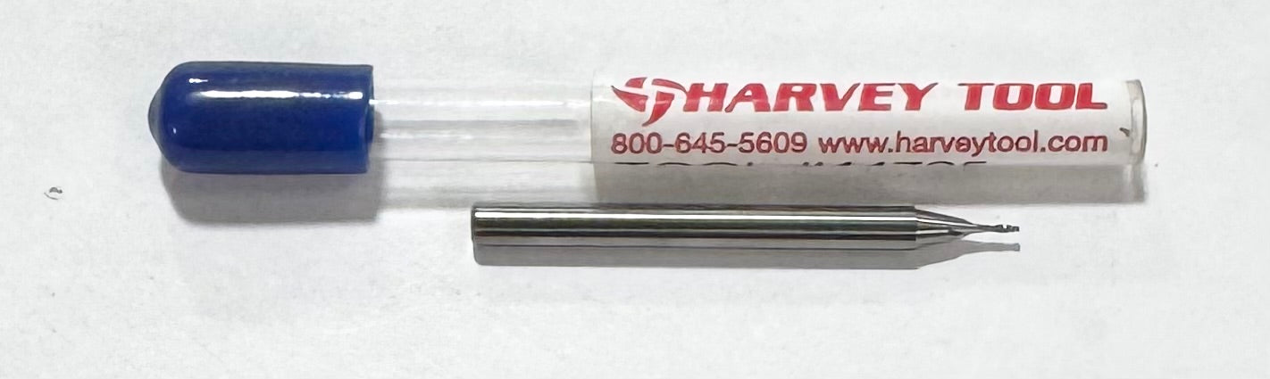 Harvey Tool 0.025" Carbide End Mill, 2 Flute, .005" Radius USA Made