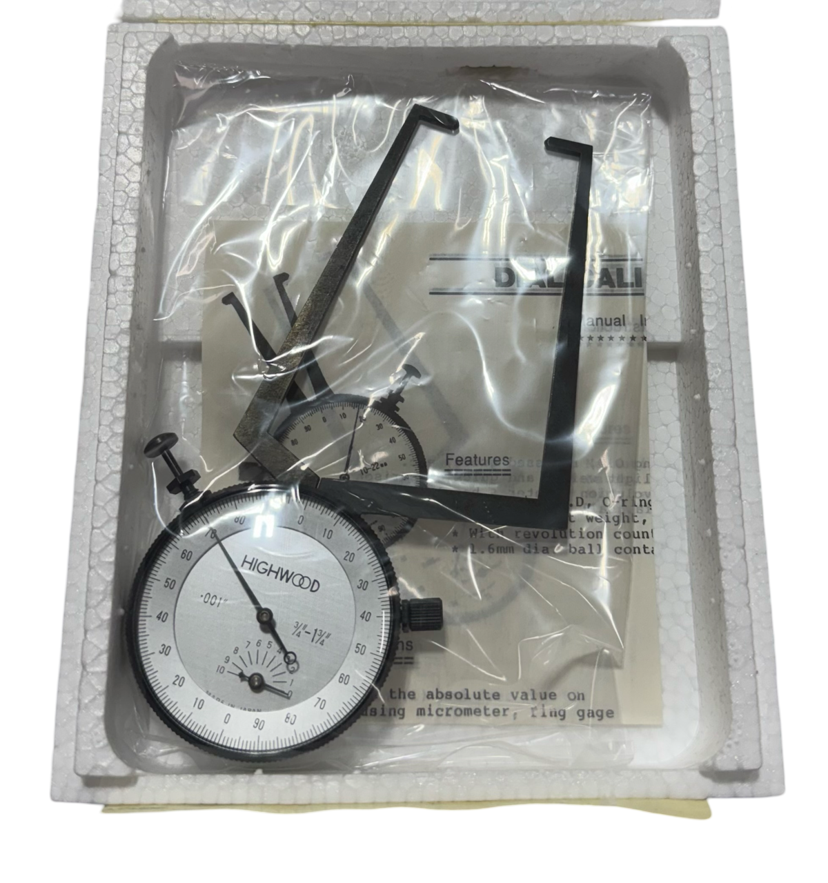 HighWood .750 - 1.750" Dial Face External Caliper Gage 0.001" Graduation