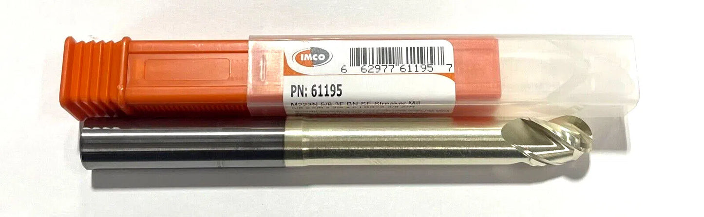 IMCO 5/8" Carbide Ball Nose End Mill ZrN Coating 3 Flute with Neck Relief USA