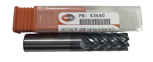 IMCO 5/8" Carbide End Mill 7 Flute ALcRnx .030" Radius Pow-R-Path Mill