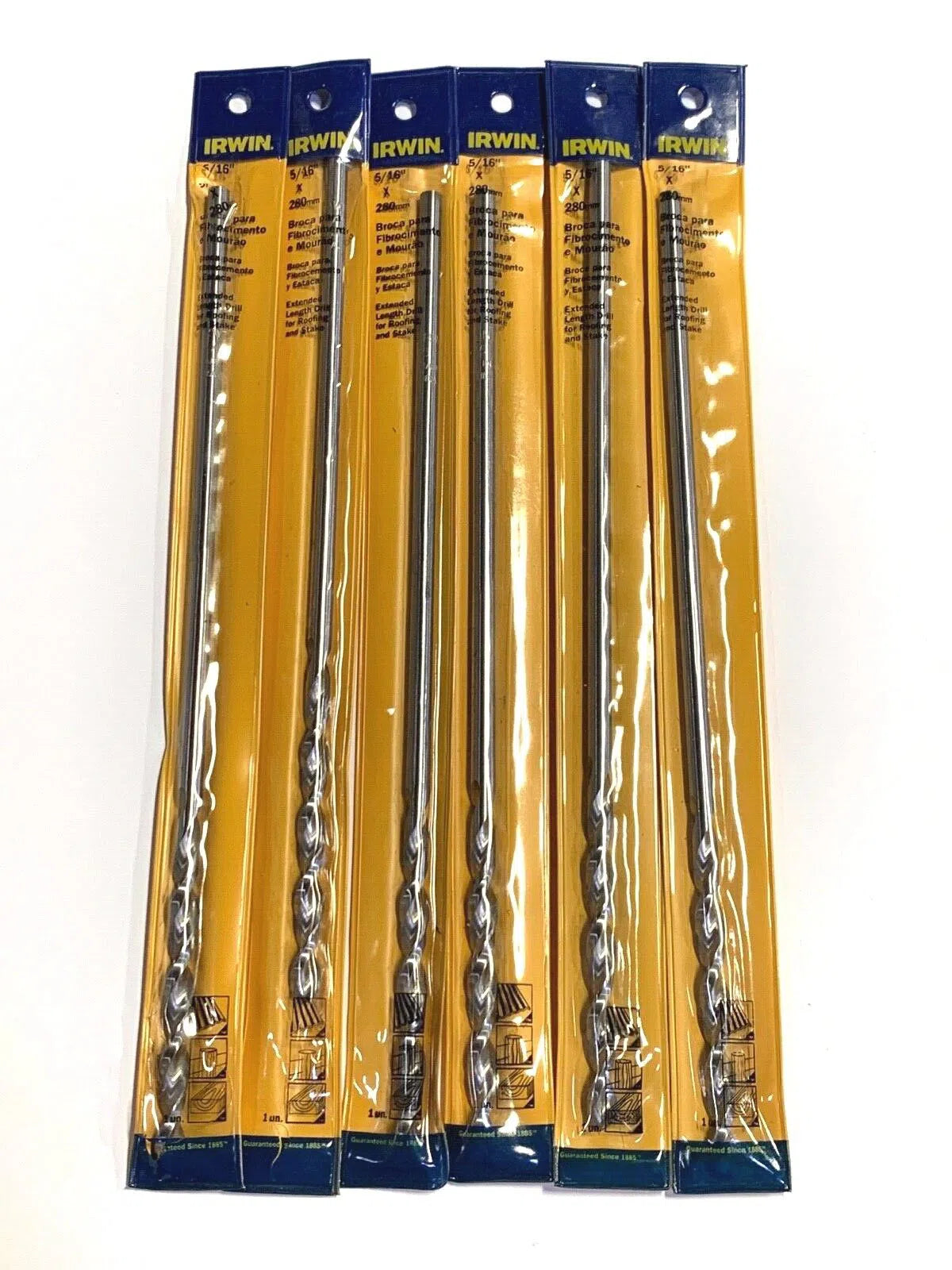 Irwin 5/16" Extended Length Drill Bits Roofing & Stake 6 Pack #5182