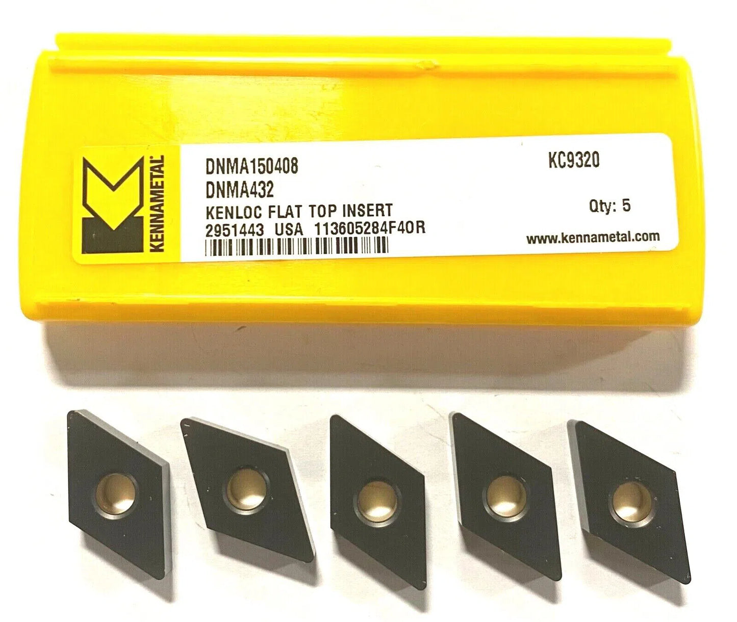 Kennametal DNMA432 Grade KC9320 Kenloc Flat Top Inserts 5 Pack 2951443