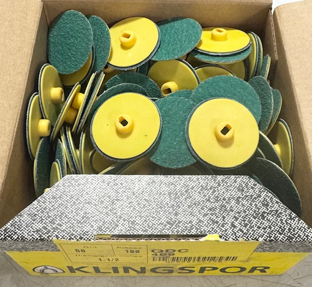 Klingspor 1-1/2" Quick Change Sanding Discs QDC 80 Grit Zirconia Alumina Lubricated 100 Pack