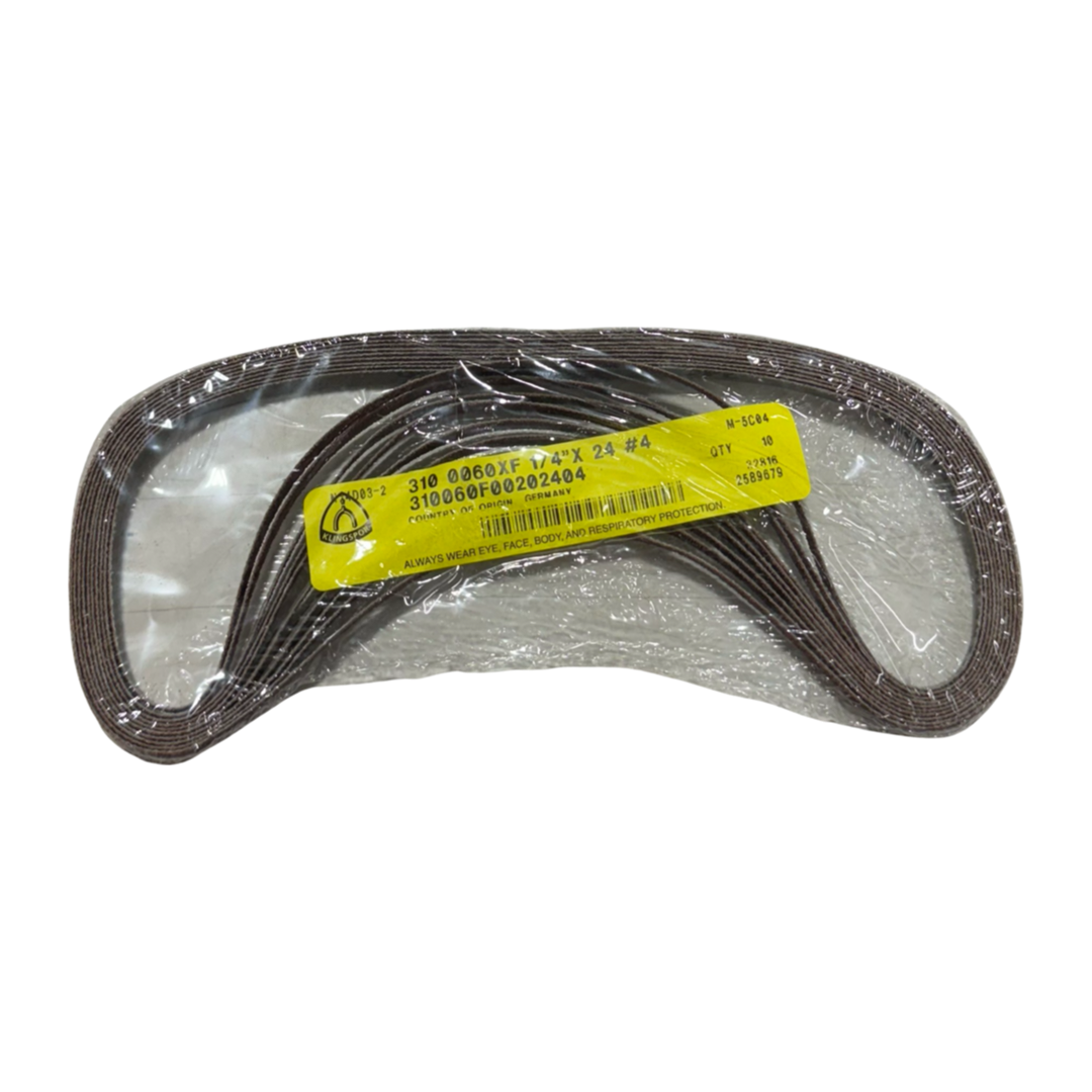 Klingspor 1/4" x 24" Sanding Belt 60 Grit Aluminum Oxide 10 Pack