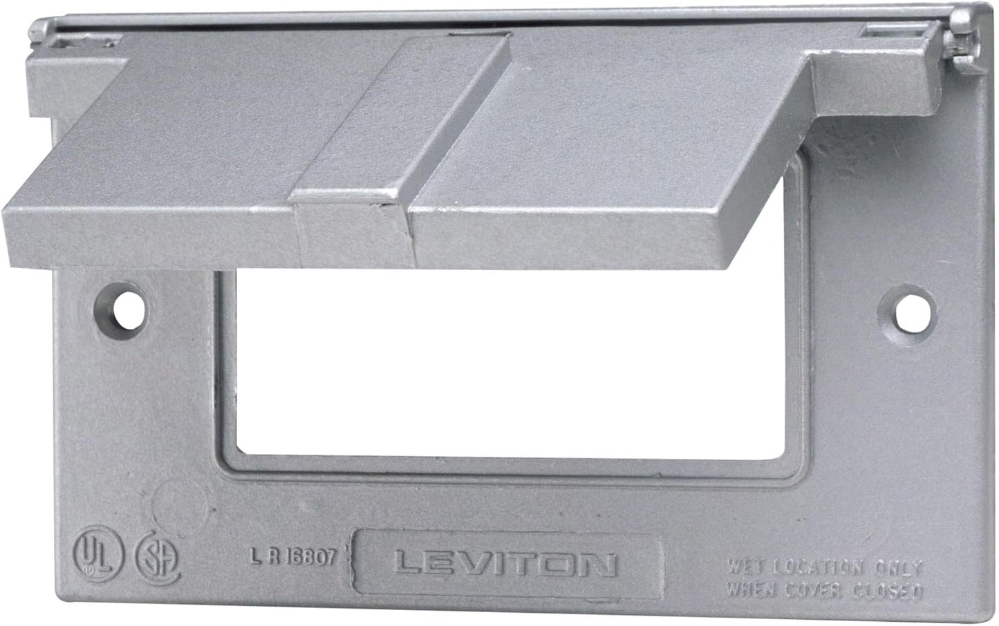 Leviton Weather-Resistant Decora Cover Die-Cast Zinc Horizontal Gray