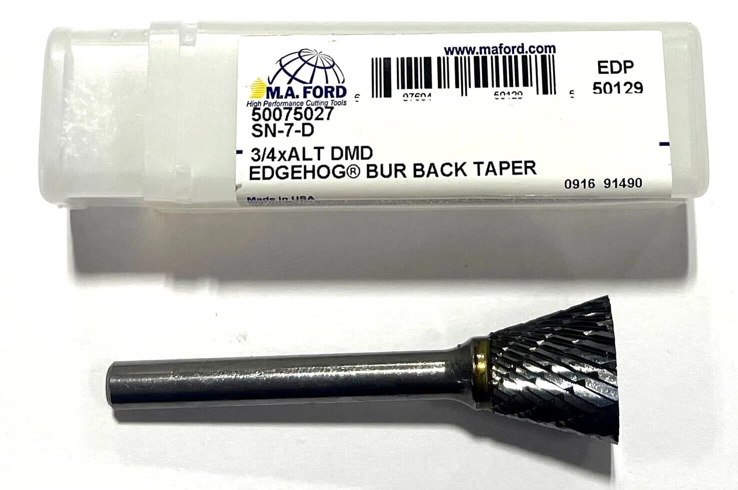 M.A. Ford 3/4" Back Taper Carbide Burr SN-7 Diamond Double Cut USA Made 50129