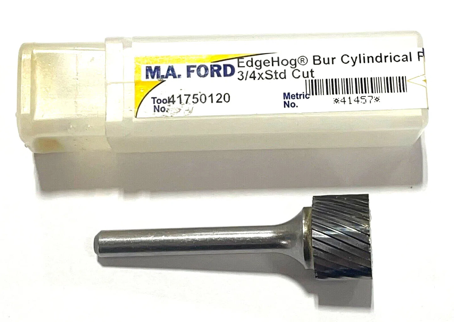M.A. Ford 3/4" Carbide Burr SA-15 Cylindrical Flat End 1/4" Shank Single Cut USA