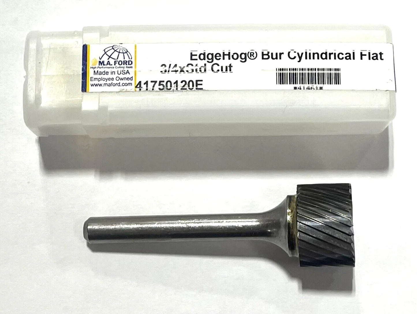 M.A. Ford 3/4" Carbide Burr SB-15 Cylindrical End Cut 1/4" Shank Single Cut USA