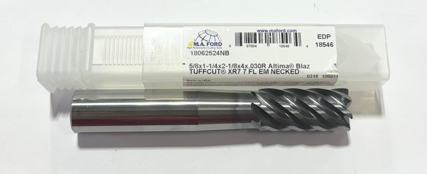 M.A. Ford 5/8" Carbide End Mill .030" Radius Altima Blaze 7 Flute Necked